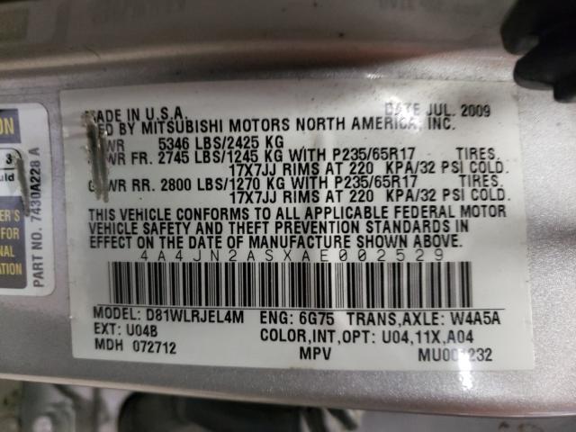 2010 MITSUBISHI ENDEAVOR L 4A4JN2ASXAE002529