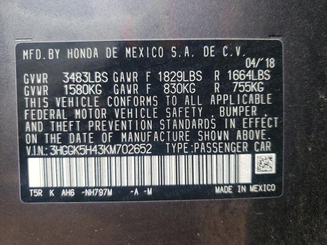 2019 HONDA FIT LX 3HGGK5H43KM702652