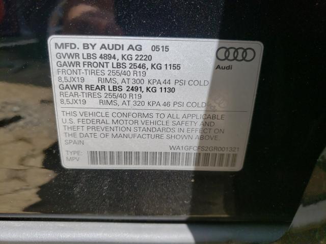 2016 AUDI Q3 WA1GFCFS2GR001321