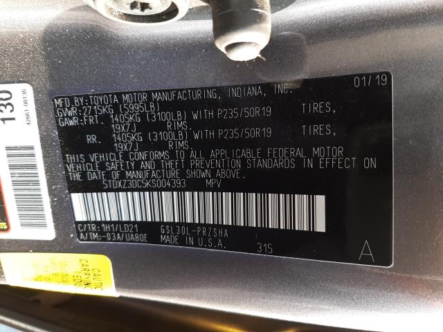 2019 TOYOTA SIENNA SE 5TDXZ3DC5KS004393