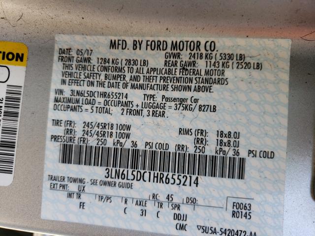 2017 LINCOLN MKZ SELECT 3LN6L5DC1HR655214