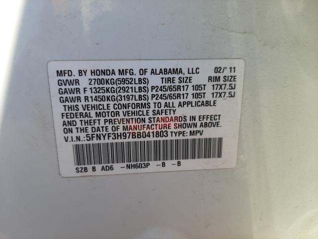 2011 HONDA PILOT 5FNYF3H97BB041803