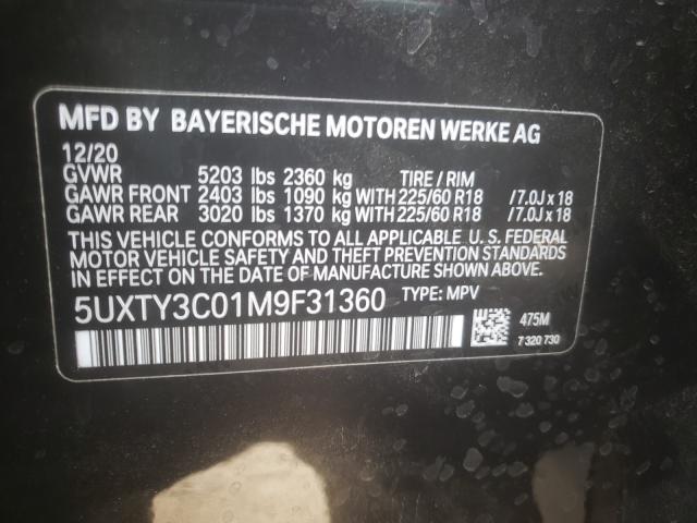 2021 BMW X3 SDRIVE3 5UXTY3C01M9F31360