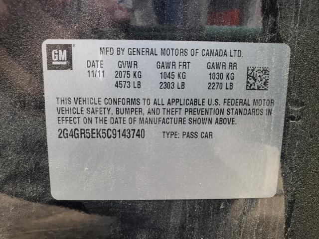 2012 BUICK REGAL 2G4GR5EK5C9143740