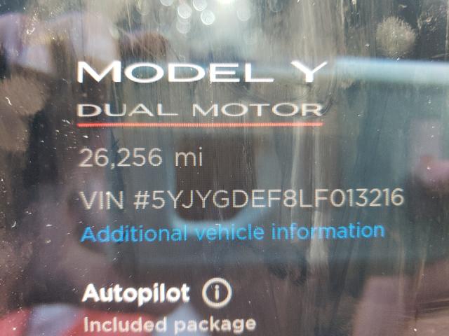 2020 TESLA MODEL Y 5YJYGDEF8LF013216