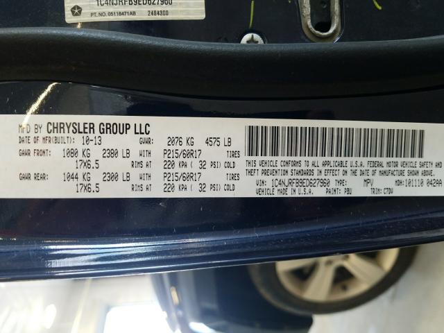 2014 JEEP PATRIOT 1C4NJRFB9ED627960