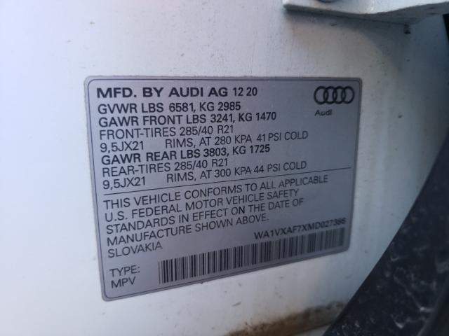 VIN WA1VXAF7XMD027386 2021 Audi Q7, Prestige no.10