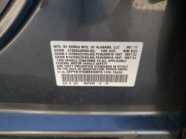 2011 HONDA RIDGELINE 5FPYK1F55BB453015