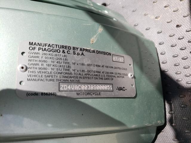 2008 APRILIA SCARABEO 1 ZD4VAC0038S000051