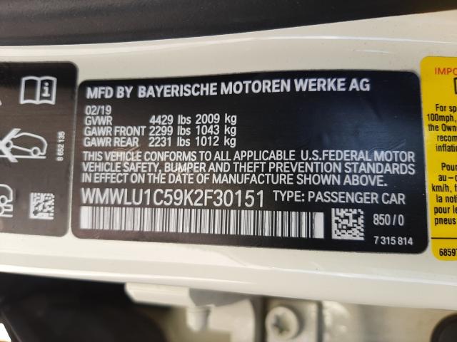 2019 MINI COOPER CLU WMWLU1C59K2F30151