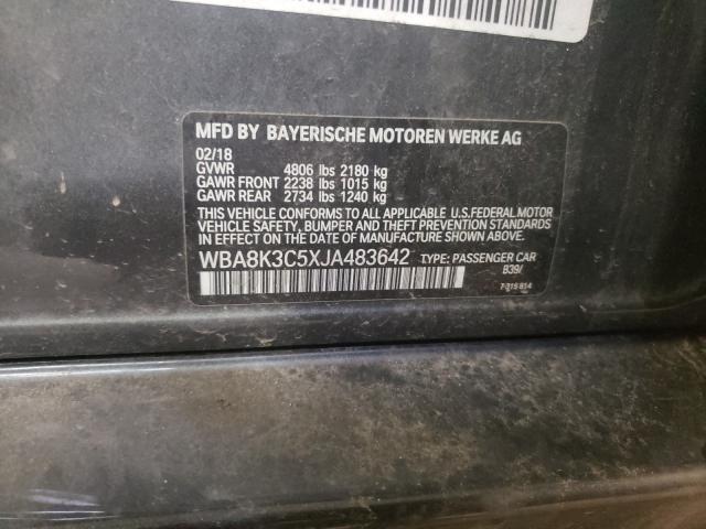 2018 BMW 330 XI WBA8K3C5XJA483642