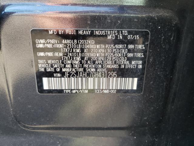 2016 SUBARU FORESTER JF2SJAHC7GH431295