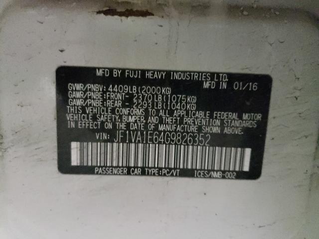 2016 SUBARU WRX PREMIU JF1VA1E64G9826352