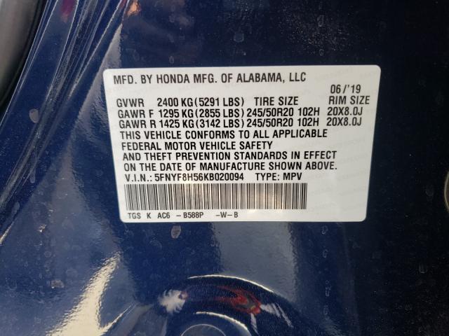 2019 HONDA PASSPORT E 5FNYF8H56KB020094