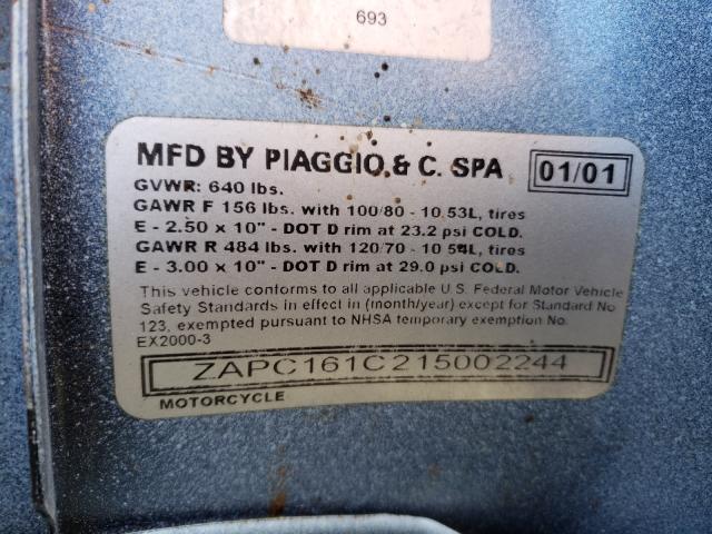 2001 VESPA C161C ZAPC161C215002244