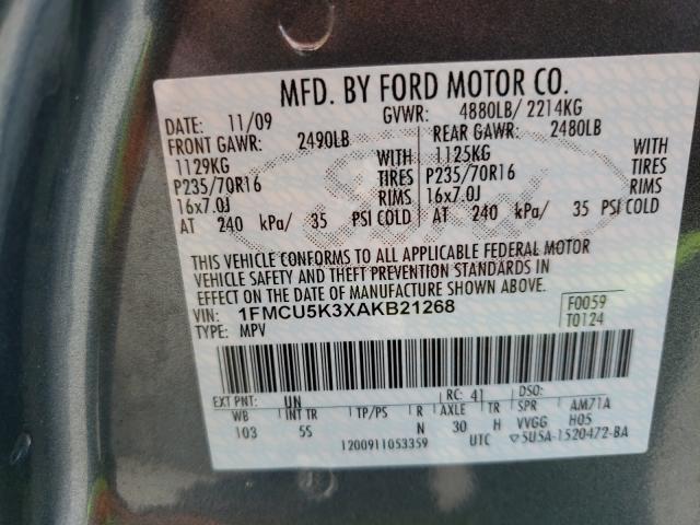 2010 FORD ESCAPE HYB 1FMCU5K3XAKB21268