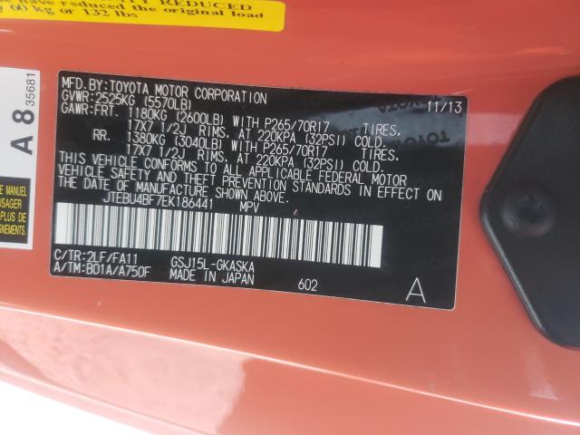 2014 TOYOTA FJ CRUISER JTEBU4BF7EK186441