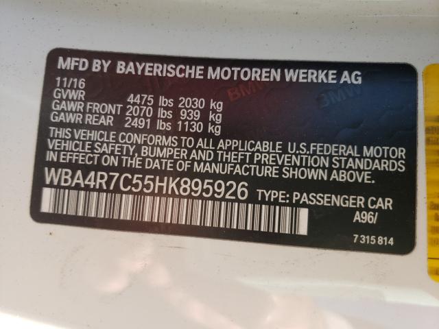2017 BMW 430I WBA4R7C55HK895926