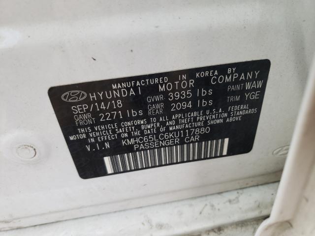 2019 HYUNDAI IONIQ BLUE KMHC65LC6KU117880