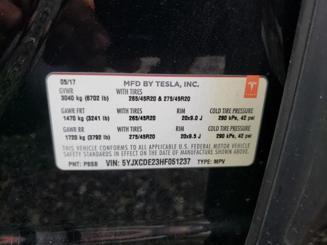 2017 TESLA MODEL X 5YJXCDE23HF051237