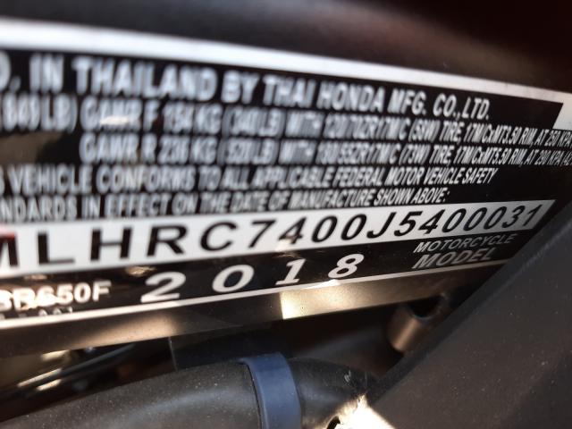 2018 HONDA CBR650 F MLHRC7400J5400031