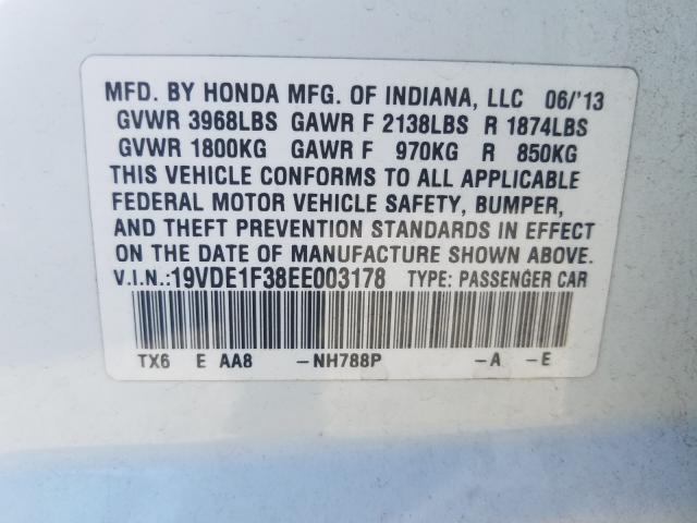 2014 ACURA ILX 20 19VDE1F38EE003178