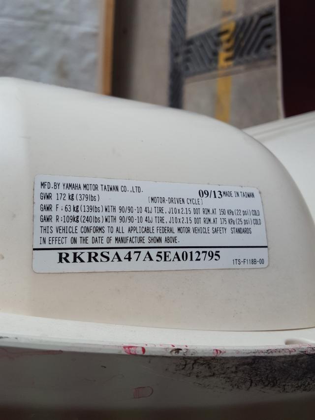 2014 YAMAHA XC50 RKRSA47A5EA012795