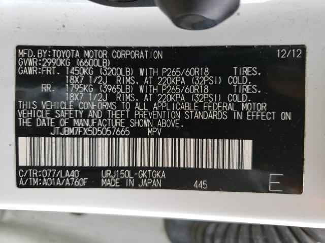 2013 LEXUS GX460 JTJBM7FX5D5057665