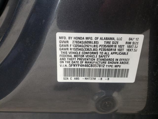 2012 HONDA PILOT EX 5FNYF4H46CB057812
