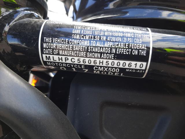 2017 HONDA CMX500 MLHPC5606H5000610