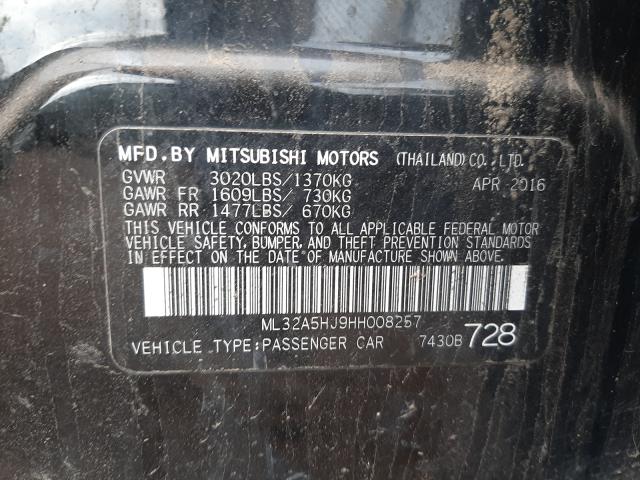2017 MITSUBISHI MIRAGE GT ML32A5HJ9HH008257