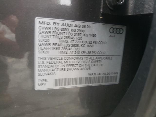 VIN WA1LJAF79LD011445 2020 Audi Q7, Premium Plus no.10