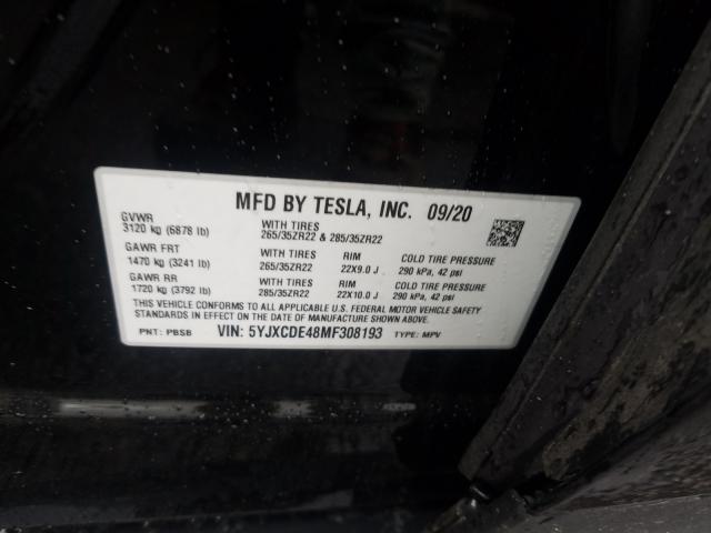 2021 TESLA MODEL X 5YJXCDE48MF308193