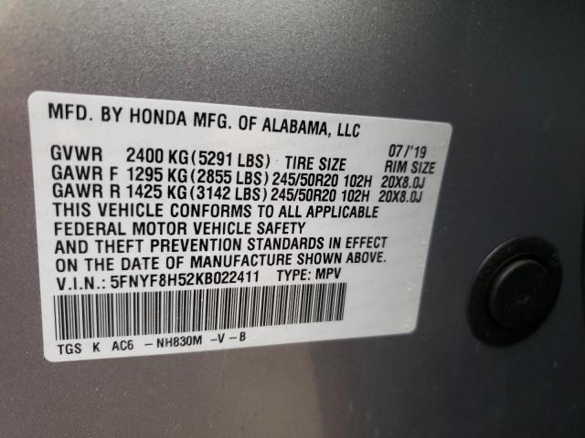 2019 HONDA PASSPORT E 5FNYF8H52KB022411