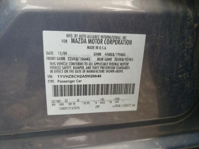 2010 MAZDA MAZDA 6 1YVHZ8CH2A5M26649