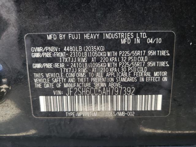 2010 SUBARU FORESTER JF2SH6CC5AH797392