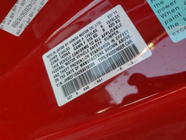2011 HONDA CR-Z JHMZF1D42BS016389