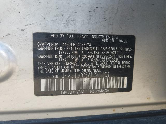 2010 SUBARU FORESTER JF2SH6CC5AH745101