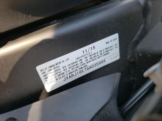2016 YAMAHA YZFR6 JYARJ16E7GA035986