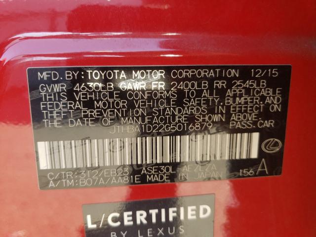 2016 LEXUS IS 200T JTHBA1D22G5016879