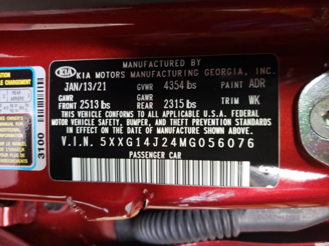 2021 KIA K5 LXS 5XXG14J24MG056076