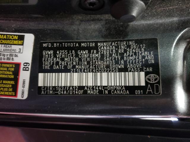 2012 TOYOTA MATRIX S 2T1LE4EE4CC022250