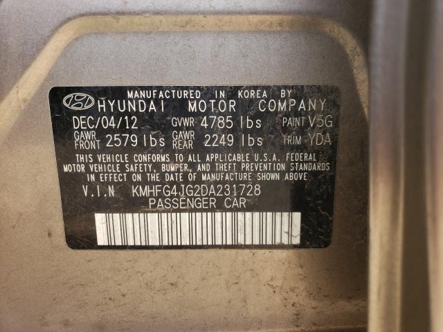 2013 HYUNDAI AZERA KMHFG4JG2DA231728