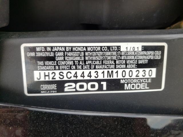 2001 HONDA CBR900 RE JH2SC44431M100230