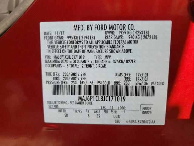 2018 FORD ECOSPORT MAJ6P1CL8JC171019