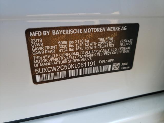 VIN 5UXCW2C59KL081191 2019 BMW X7, Xdrive40I no.10