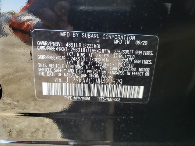 2021 SUBARU FORESTER JF2SKAAC1MH422529