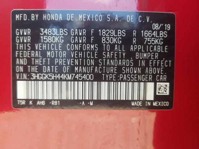 2019 HONDA FIT LX 3HGGK5H44KM745400