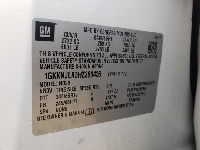2017 GMC ACADIA SL 1GKKNJLA3HZ286426