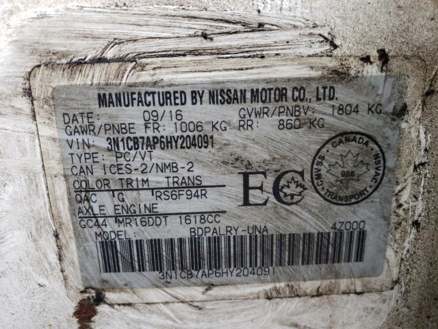 3N1CB7AP6HY204091 Nissan Sentra Sr 2017. Фото: 9